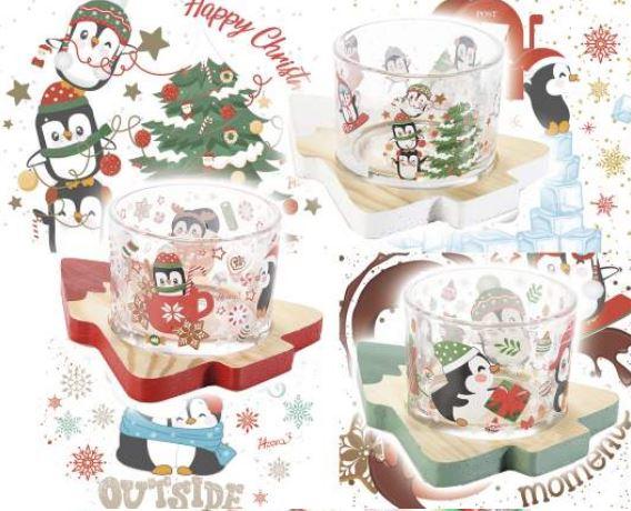 Set de 3 coupelles apéritif Pingouins